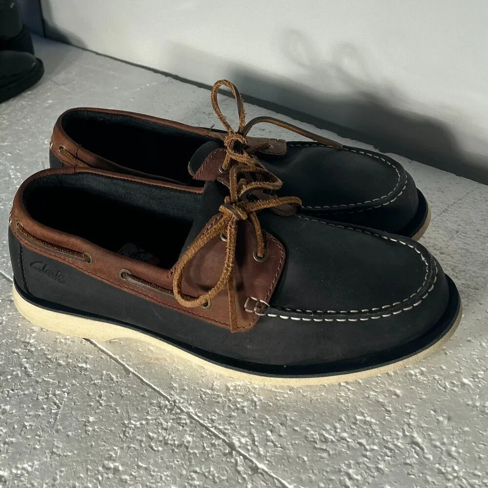 Clarks SZ10 Mens Deck Boat Shoe Leather Wardrobe Staple Preppy Academia Old $